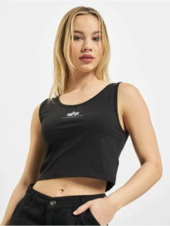 Alpha Industries Damen Tank Tops Basic Crop-Tank In Schwarz
