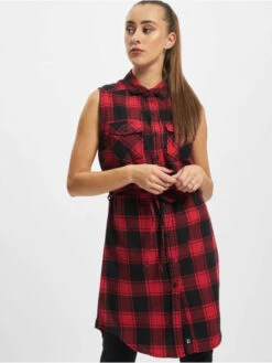 Brandit Damen Hemd Ladies Long Gracey Sleeveless In Rot