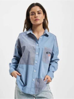 Converse Damen Hemd Oversized Colorblock In Blau