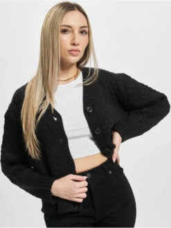 Damen Strickjacke DOB Kurzer Strick In Schwarz