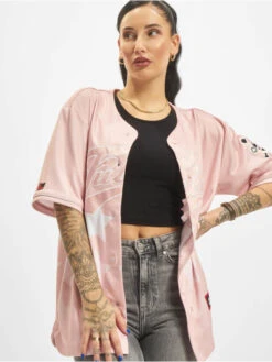 FUBU Damen Hemd Star Baseball Jersey In Rosa