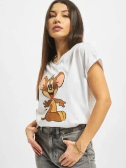 Damen T-Shirt Tom & Jerry Mouse In Weiß
