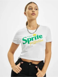 Damen T-Shirt Sprite Logo Cropped In Weiß