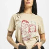Mister Tee Damen T-Shirt Happy Weekend In Beige