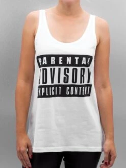 Mister Tee Damen Tank Tops Parental Advisory In Weiß