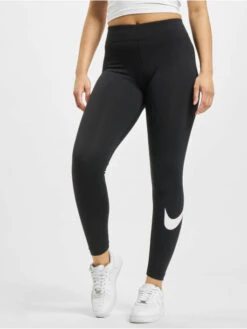 Nike Damen Legging Sportswear Essential GX MR Swoosh In Schwarz