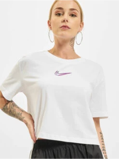Nike Damen T-Shirt Crop In Weiß