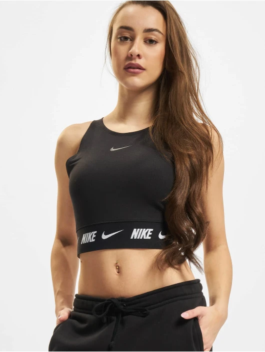 Nike Damen Tank Tops Crop Tape In Schwarz 1 Nike Damen Tank Tops Crop Tape In Schwarz