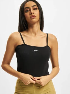 Nike Damen Tank Tops Essentials Rib Crop In Schwarz