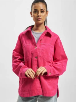 ONLY Damen Hemd Bitten Cord Round Shacket In Pink
