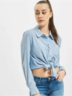 ONLY Damen Hemd OnlLecey Stripe Knot Denim In Weiß