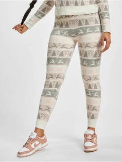 ONLY Damen Legging Xmas Comfy Deer Knit In Beige