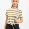 ONLY Damen T-Shirt May Cropped Knot Stripe In Grün