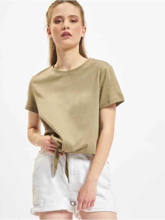 ONLY Damen T-Shirt May Cropped Knot In Grün 1 ONLY Damen T-Shirt May Cropped Knot In Grün