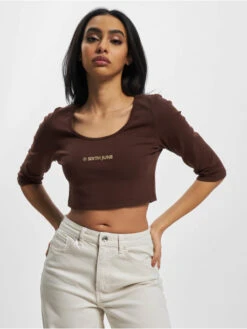 SIXTH JUNE Damen T-Shirt Logo In Braun