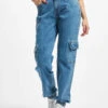 URBAN CLASSICS Damen Cargohose Ladies Organic Stretch Denim In Blau