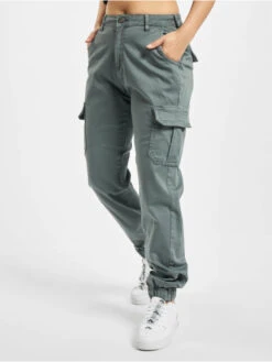URBAN CLASSICS Damen Cargohose Ladies High Waist In Grau
