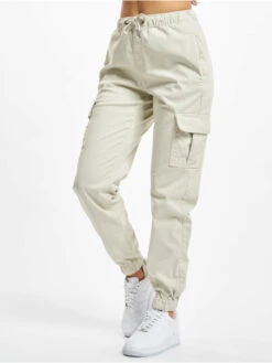 URBAN CLASSICS Damen Cargohose Ladies High Waist Comfort Jogging In Khaki