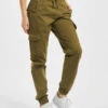 URBAN CLASSICS Damen Cargohose Ladies High Waist Cargo Jogging In Olive