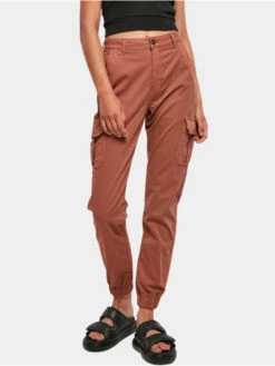 URBAN CLASSICS Damen Cargohose Ladies High Waist In Orange