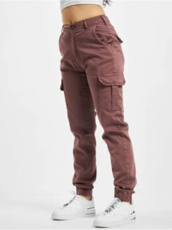 URBAN CLASSICS Damen Cargohose Ladies High Waist In Rot