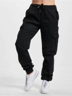 URBAN CLASSICS Damen Cargohose Ladies High Waist In Schwarz