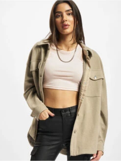 URBAN CLASSICS Damen Hemd Ladies Classic In Beige