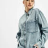 URBAN CLASSICS Damen Hemd Oversized In Blau