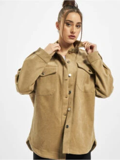 URBAN CLASSICS Damen Hemd Ladies Classic In Braun