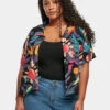 URBAN CLASSICS Damen Hemd Ladies Viscose Resort In Bunt