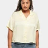 URBAN CLASSICS Damen Hemd Ladies SS Viscose Satin Resort In Gelb