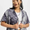 URBAN CLASSICS Damen Hemd Viscose Tie Dye Resort In Grau