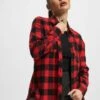 URBAN CLASSICS Damen Hemd Ladies Turnup Checked Flanell In Rot