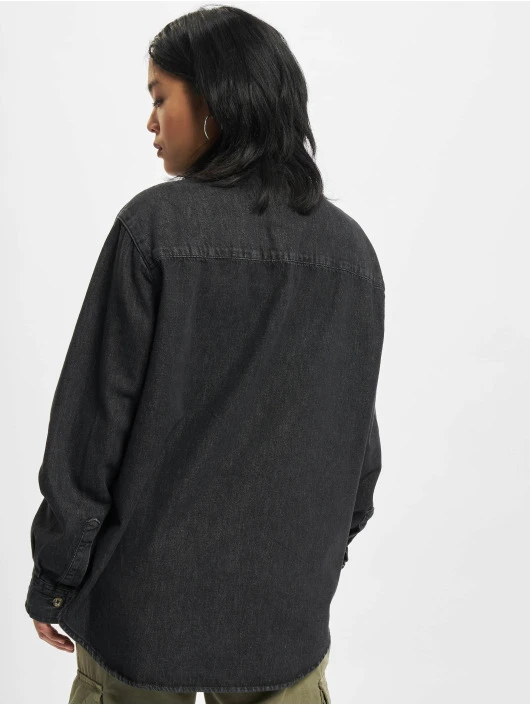 URBAN CLASSICS Damen Hemd Oversized Blouse In Schwarz 2 URBAN CLASSICS Damen Hemd Oversized Blouse In Schwarz – Bild 2