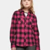 URBAN CLASSICS Damen Hemd Ladies Turnup Checked Flanell In Violet