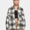 URBAN CLASSICS Damen Hemd Ladies Oversized Check In Weiß