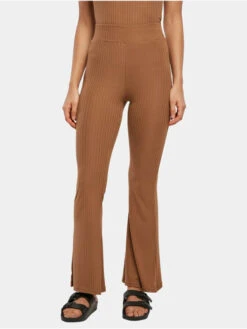 URBAN CLASSICS Damen Legging High Waist Rib Flared In Braun