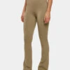 URBAN CLASSICS Damen Legging Ladies Organic Stretch Jersey Bootcut In Khaki