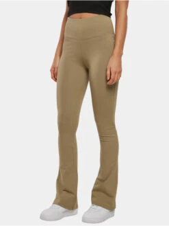 URBAN CLASSICS Damen Legging Ladies Organic Stretch Jersey Bootcut In Khaki