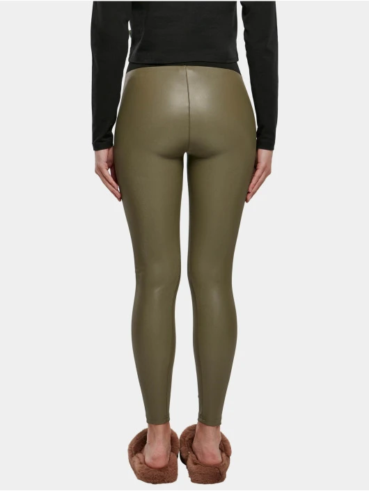 URBAN CLASSICS Damen Legging Faux Leather In Olive 2 URBAN CLASSICS Damen Legging Faux Leather In Olive – Bild 2