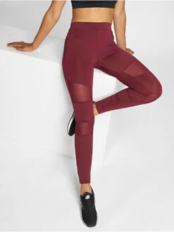URBAN CLASSICS Damen Legging Tech Mesh In Rot