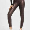 URBAN CLASSICS Damen Legging Ladies Faux Leather High Waist In Rot