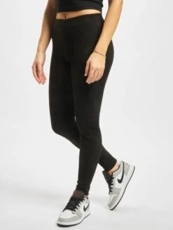 URBAN CLASSICS Damen Legging Ladies Imitation Suede In Schwarz