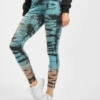 URBAN CLASSICS Damen Legging Cotton Tie Dye High Waist In Schwarz