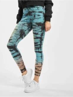 URBAN CLASSICS Damen Legging Cotton Tie Dye High Waist In Schwarz