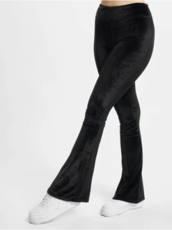 URBAN CLASSICS Damen Legging Ladies High Waist Velvet Boot Cut In Schwarz
