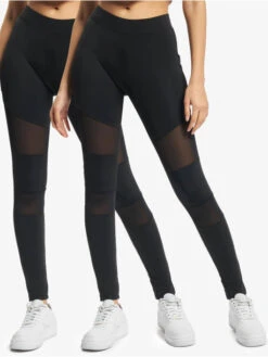 URBAN CLASSICS Damen Legging Ladies Tech Mesh 2-Pack In Schwarz