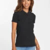 URBAN CLASSICS Damen Poloshirt Wash In Schwarz