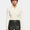 URBAN CLASSICS Damen Strickjacke Ladies Cropped Rib Knit In Beige