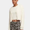 URBAN CLASSICS Damen Strickjacke Ladies Cropped Feather In Beige
